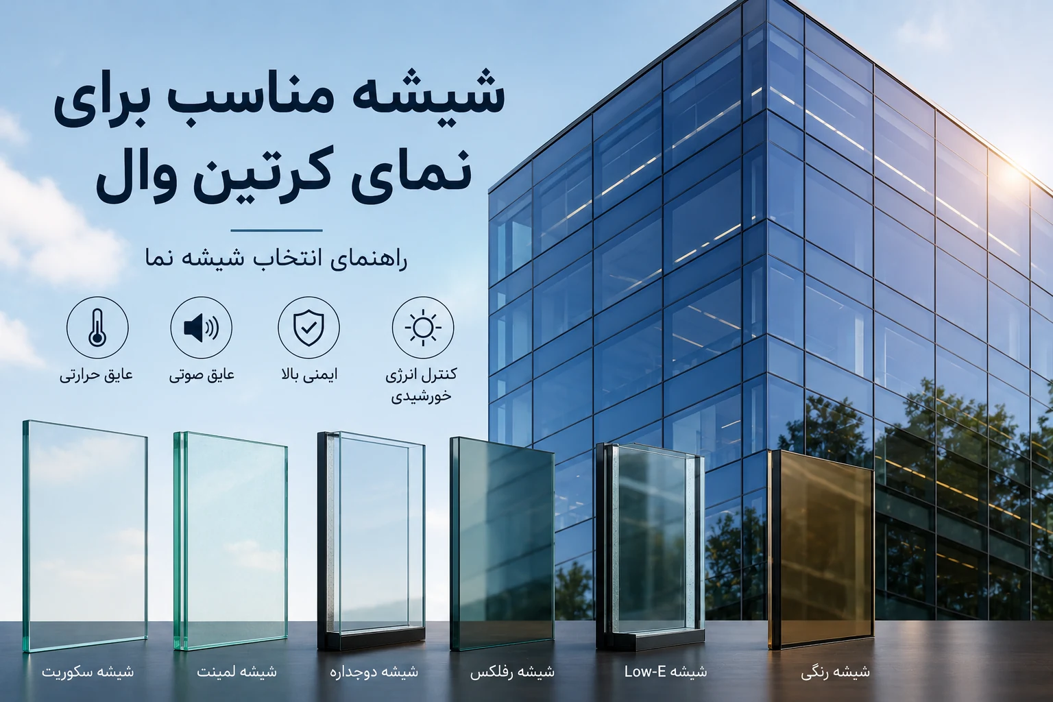 شیشه مناسب برای نمای کرتین وال و پنجره آلومینیومی چیست؟