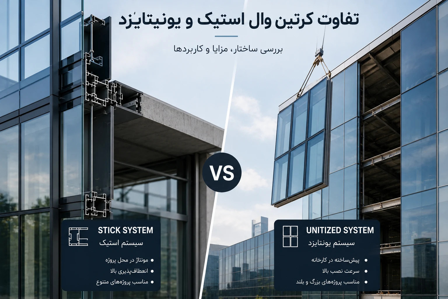 کرتین وال استیک و یونیتایزد چیست؟ بررسی تفاوت‌ها و کاربردها