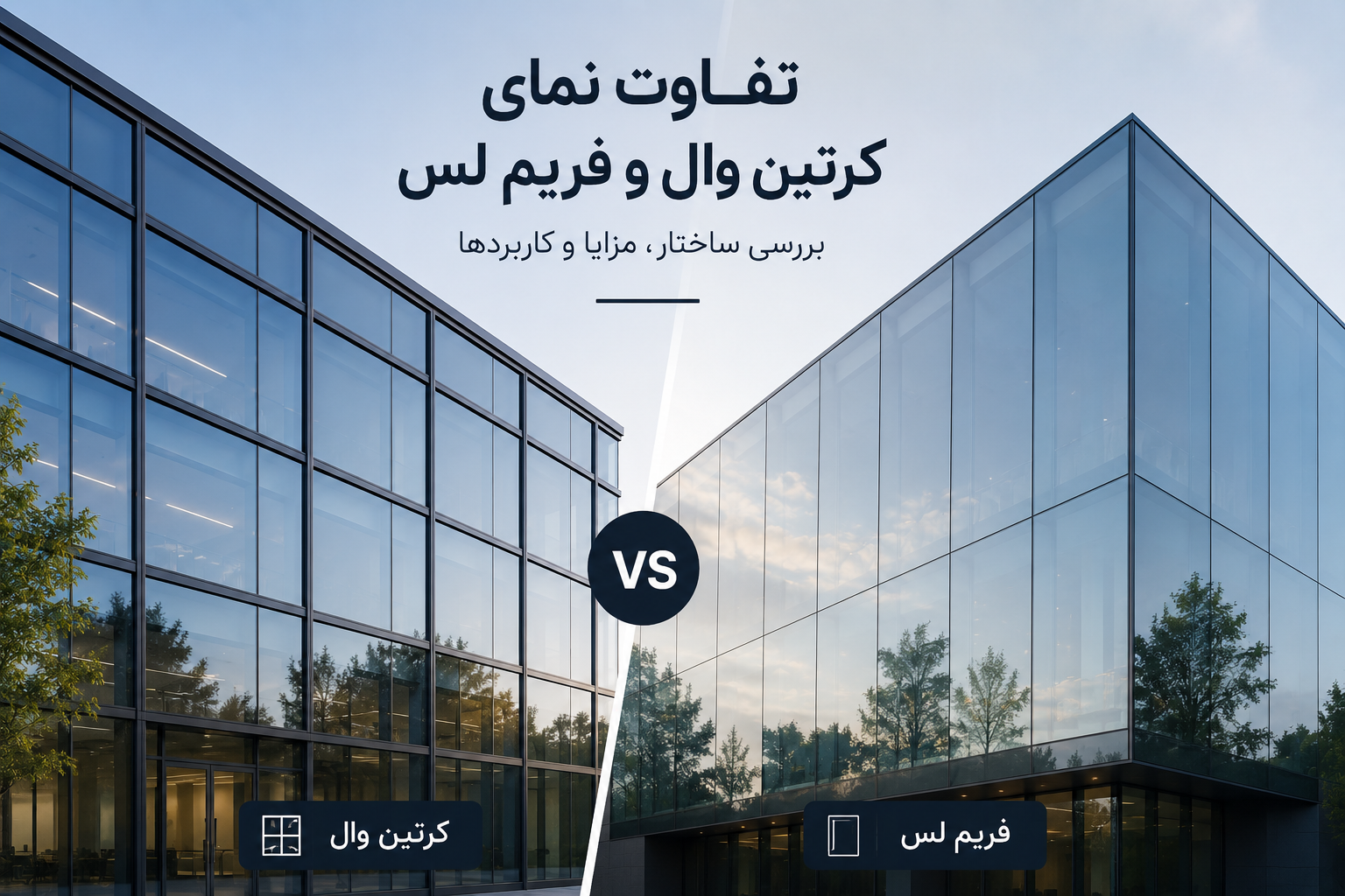 تفاوت نمای کرتین وال و فریم لس چیست؟ کدام یک برای ساختمان مناسب‌تر است؟
